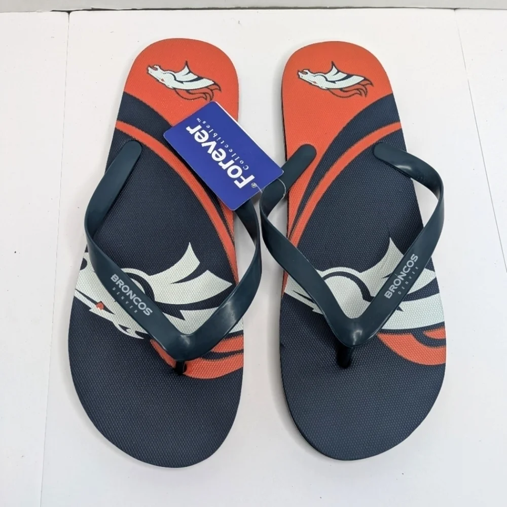 NWT NFL Denver Broncos Flip Flop Sandals Men 9/10